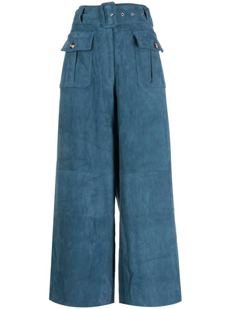 PAULA wide-leg suede trousers - Blue von PAULA