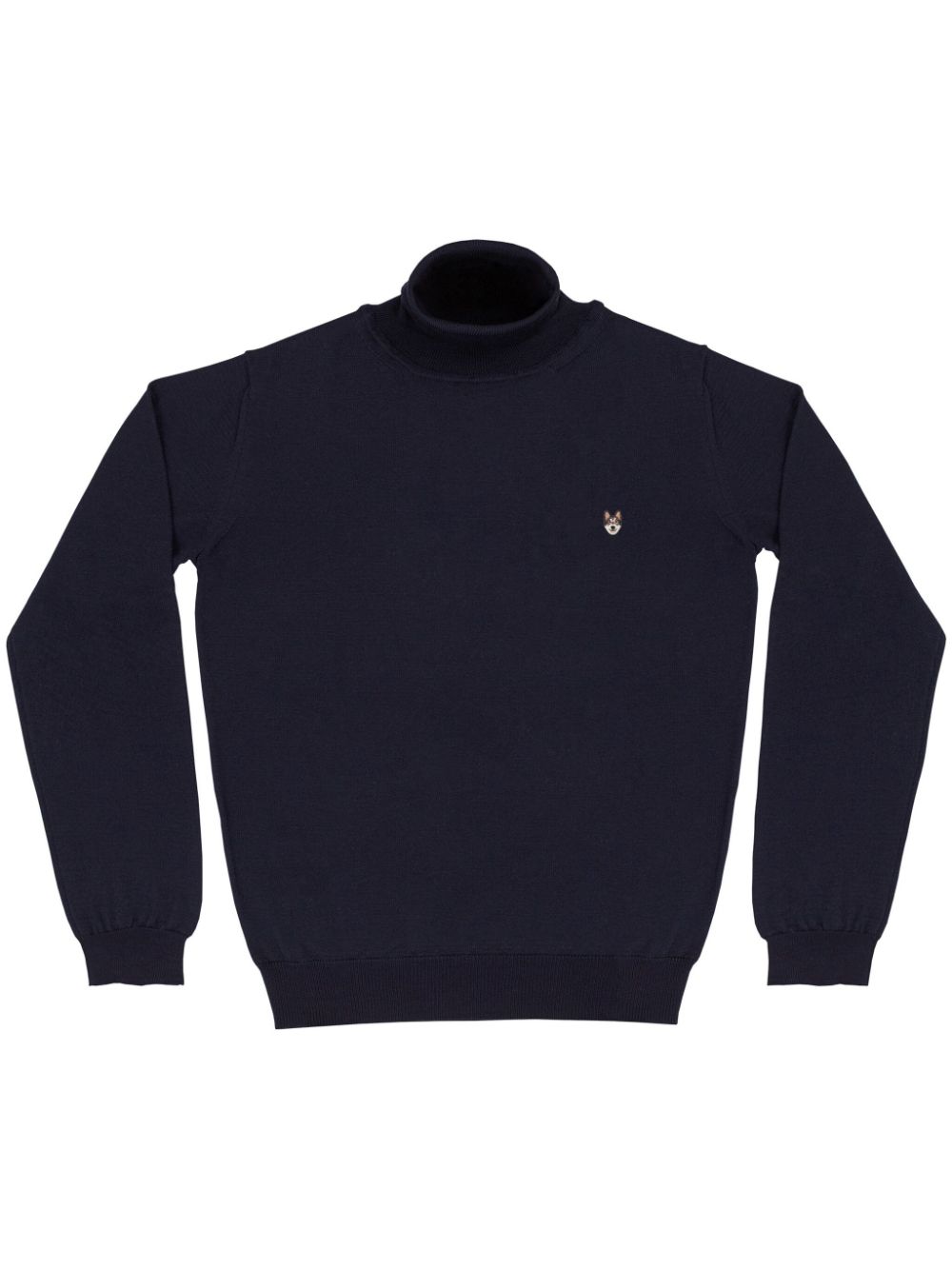 PELO FOUNDATION Wolf patch roll neck jumper - Blue von PELO FOUNDATION