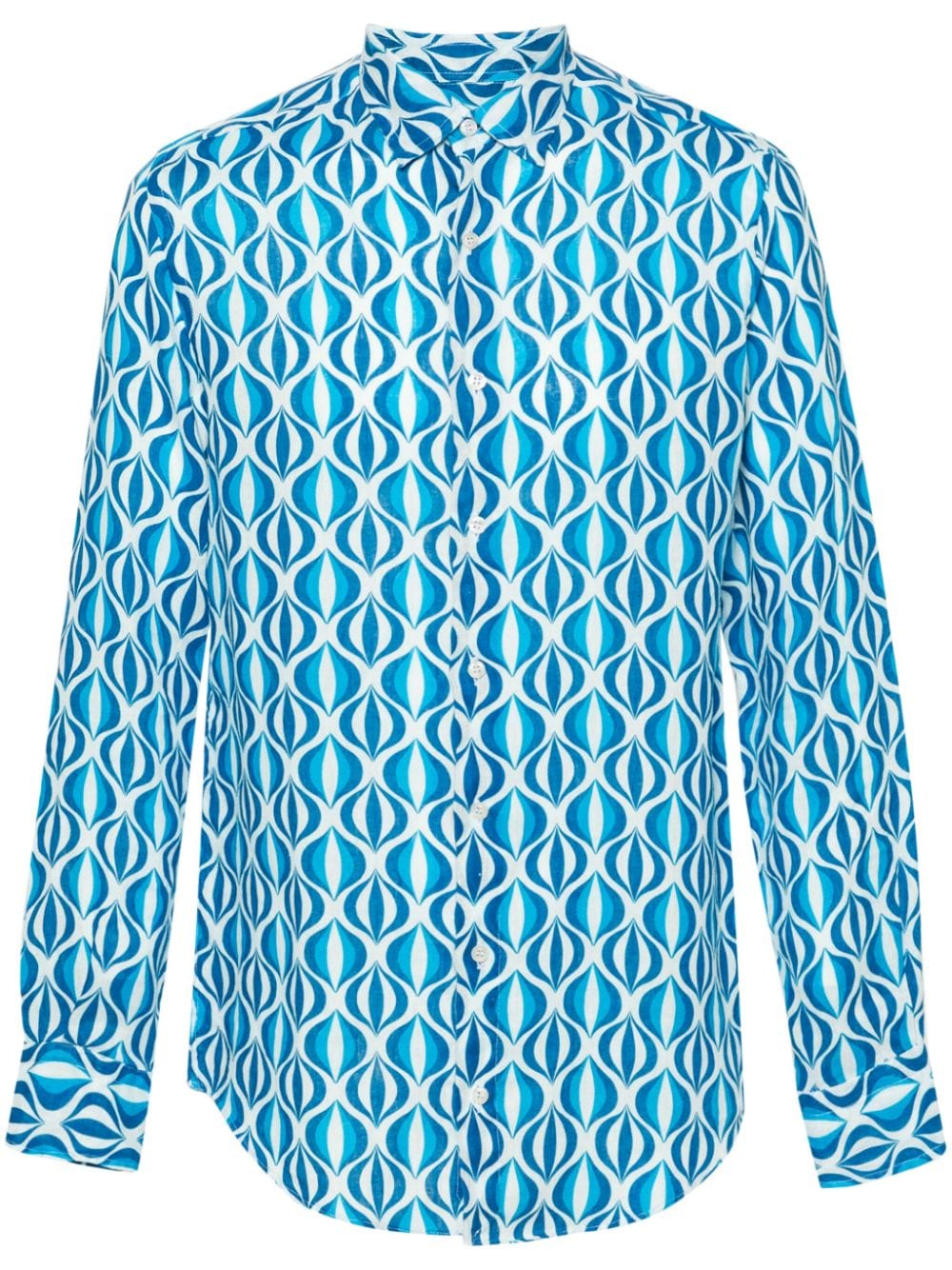 PENINSULA SWIMWEAR geometric-print linen shirt - Blue von PENINSULA SWIMWEAR