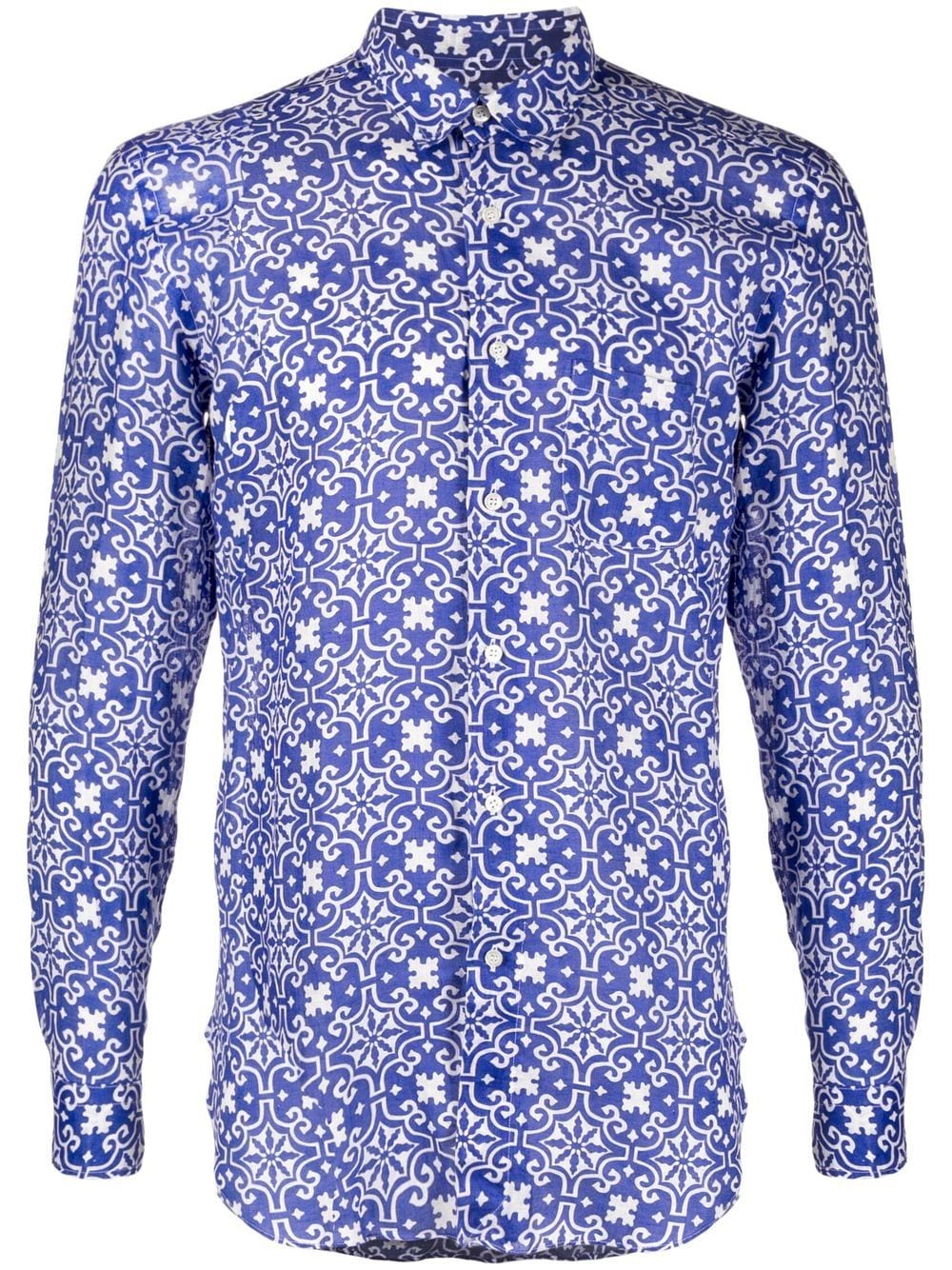 PENINSULA SWIMWEAR geometric-print long-sleeve shirt - Blue von PENINSULA SWIMWEAR