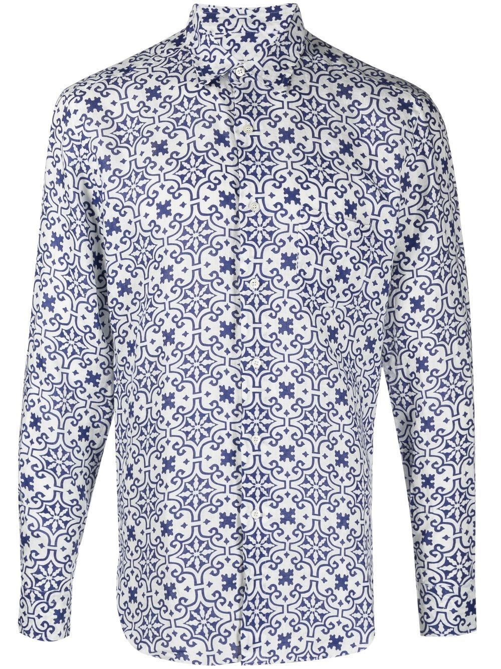 PENINSULA SWIMWEAR geometric-print long-sleeve shirt - White von PENINSULA SWIMWEAR