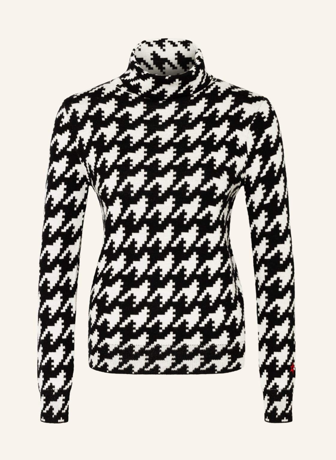 Perfect Moment Rollkragenpullover Houndstooth Aus Merinowolle schwarz von PERFECT MOMENT