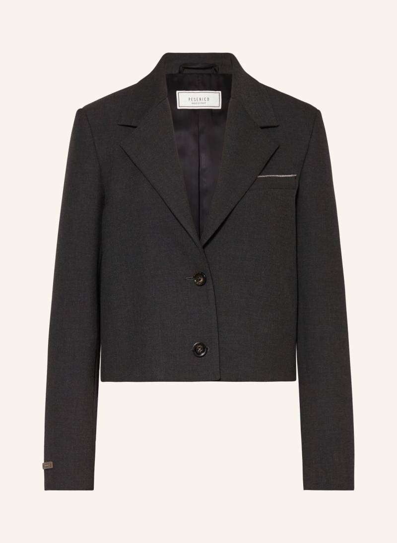 Peserico Cropped-Blazer Mit Schmuckperlen grau von PESERICO