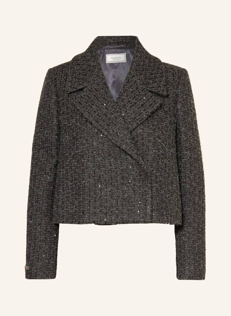 Peserico Tweed-Jacke Aus Leinen Mit Pailletten grau von PESERICO