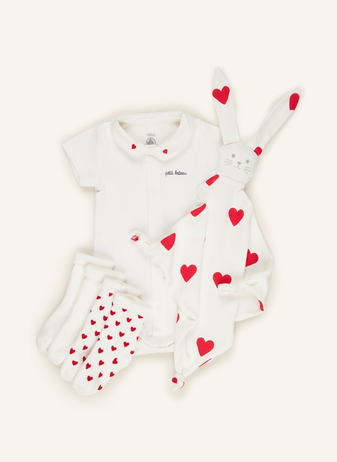 Petit Bateau Set: Body, Socken Und Schmusetuch weiss von PETIT BATEAU