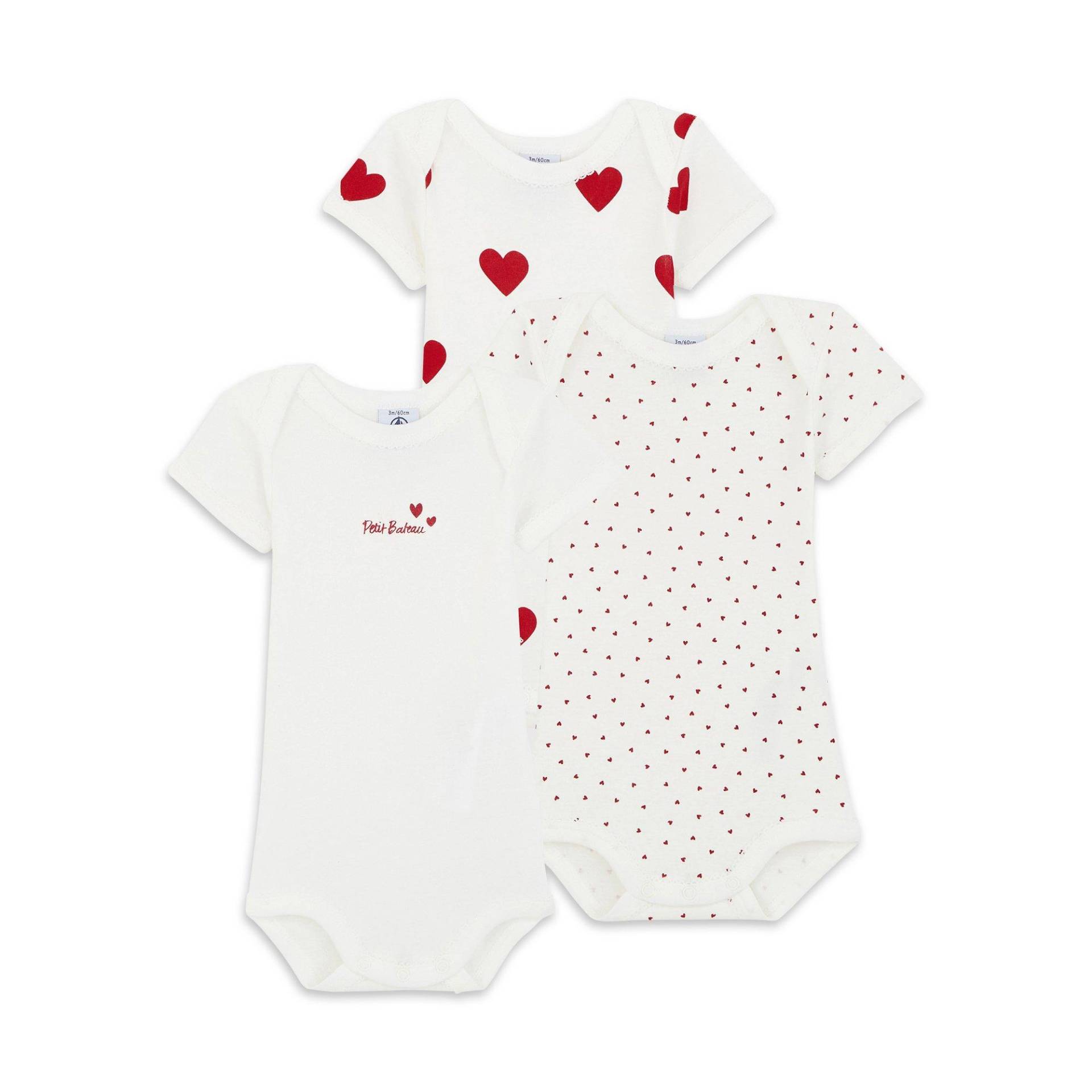 Triopack, Bodys, Kurzarm Unisex Rot 3 mesi von PETIT BATEAU