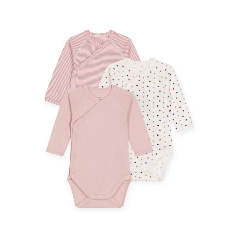 Triopack, Bodys, Langarm Unisex Rosa Bedruckt 0 m von PETIT BATEAU