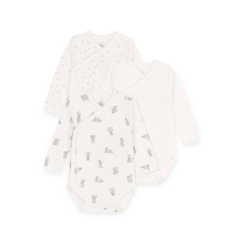 Triopack, Bodys, Langarm Unisex Weiss Bedruckt 12 mese von PETIT BATEAU