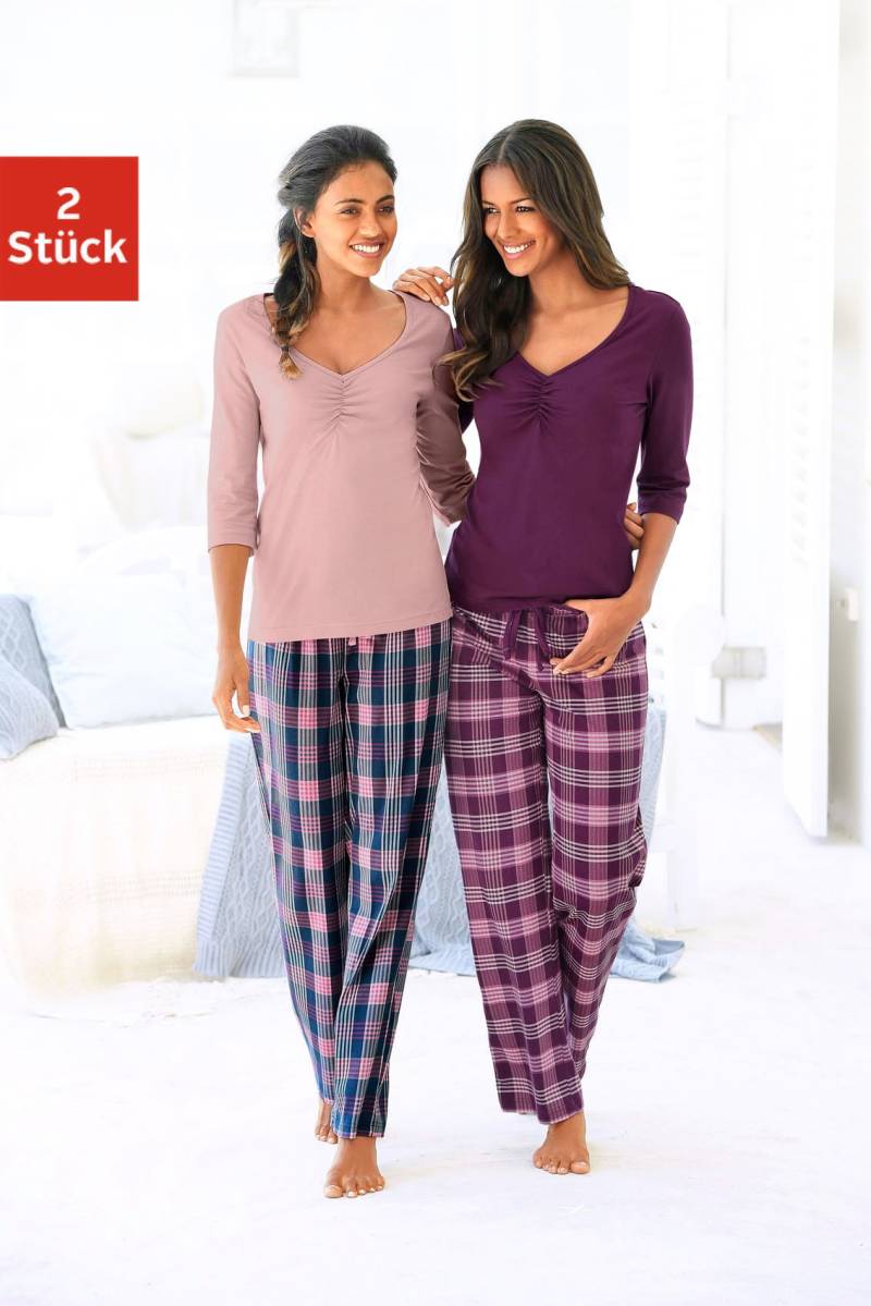 Vivance Dreams Pyjama, (4 tlg., 2 Stück), mit karierter Hose von Vivance Dreams