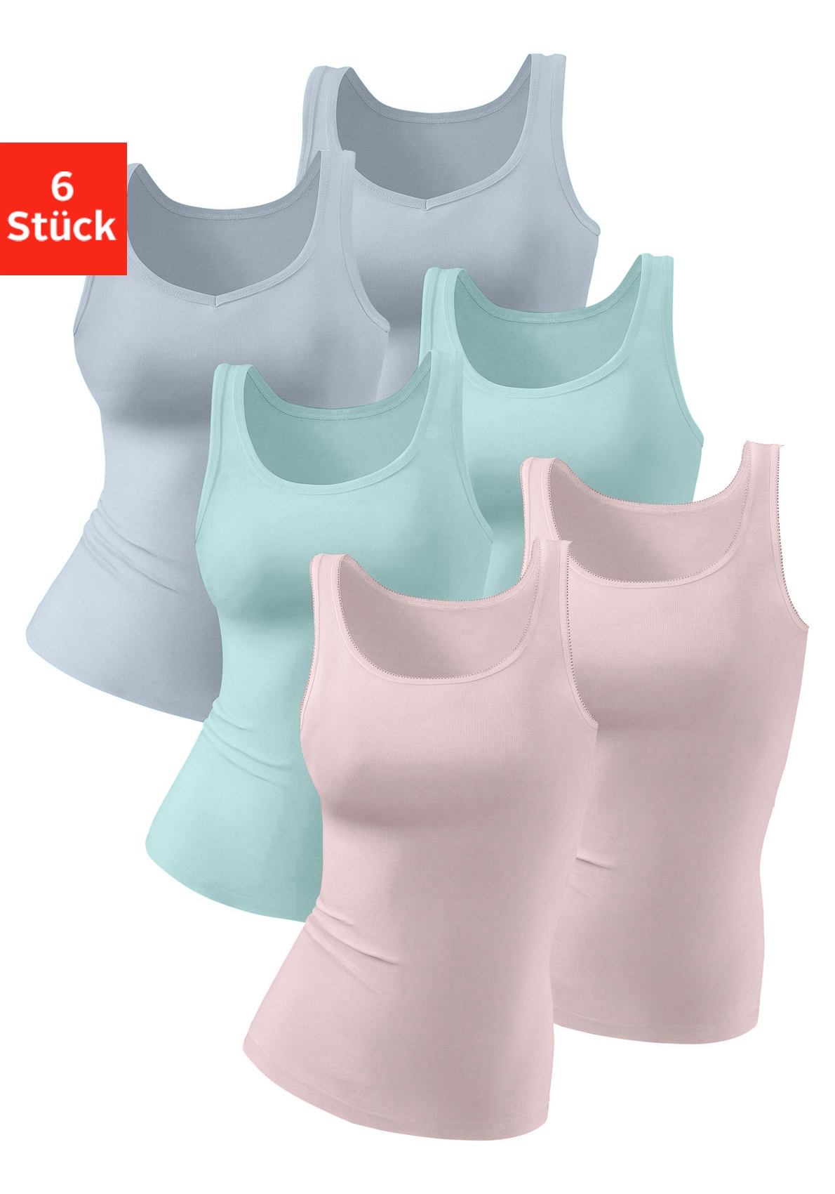 petite fleur Achselhemd, (6er-Pack), aus reiner Baumwolle, Tanktop, Unterziehshirt von PETITE FLEUR