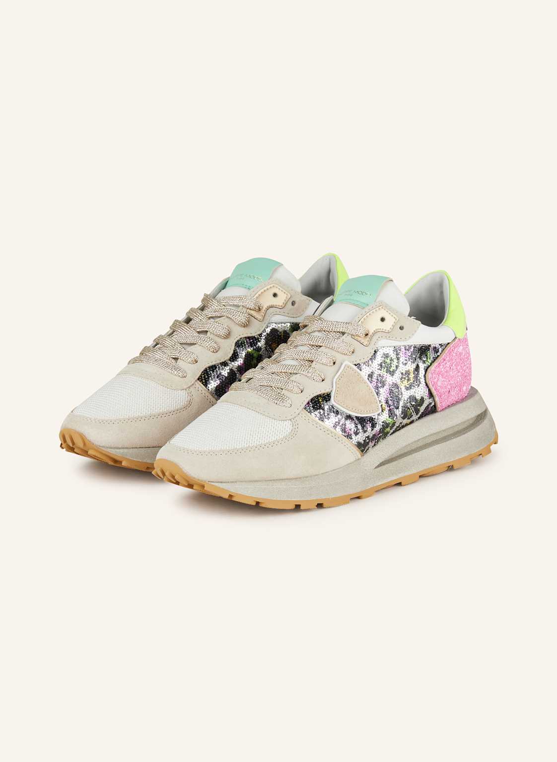 Philippe Model Sneaker Tropez Mit Pailletten beige von PHILIPPE MODEL