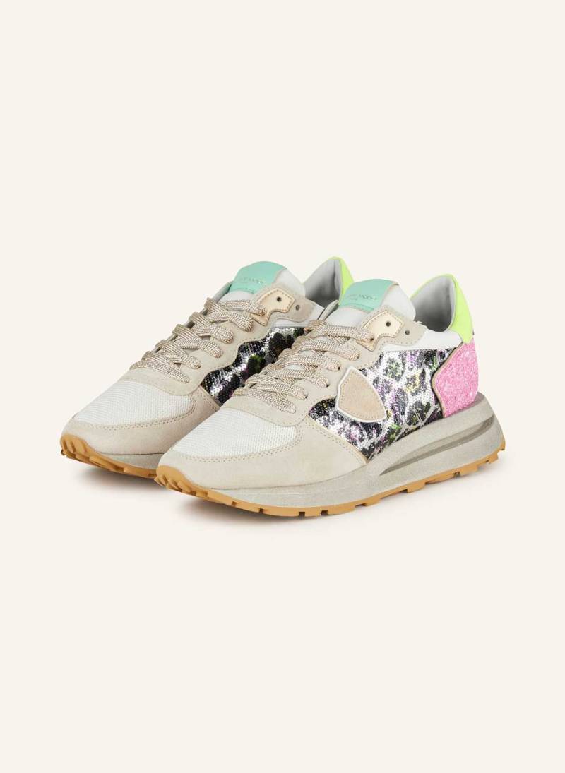 Philippe Model Sneaker Tropez Mit Pailletten beige von PHILIPPE MODEL