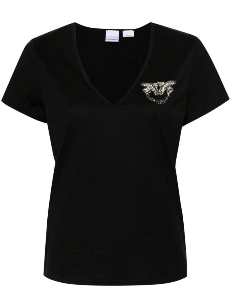 PINKO Love Birds V-neck T-shirt - Black von PINKO