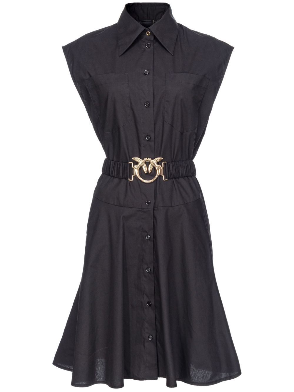 PINKO Love Birds-buckle cotton shirtdress - Black von PINKO