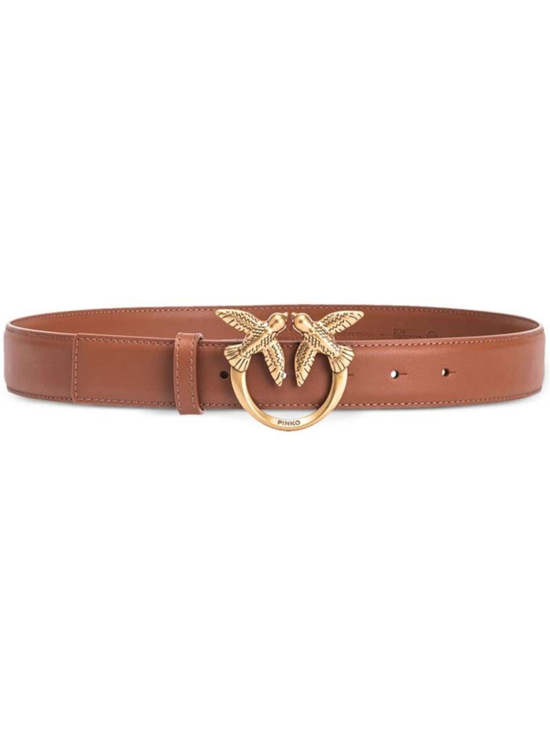 PINKO Love Birds-buckle leather belt - Brown von PINKO