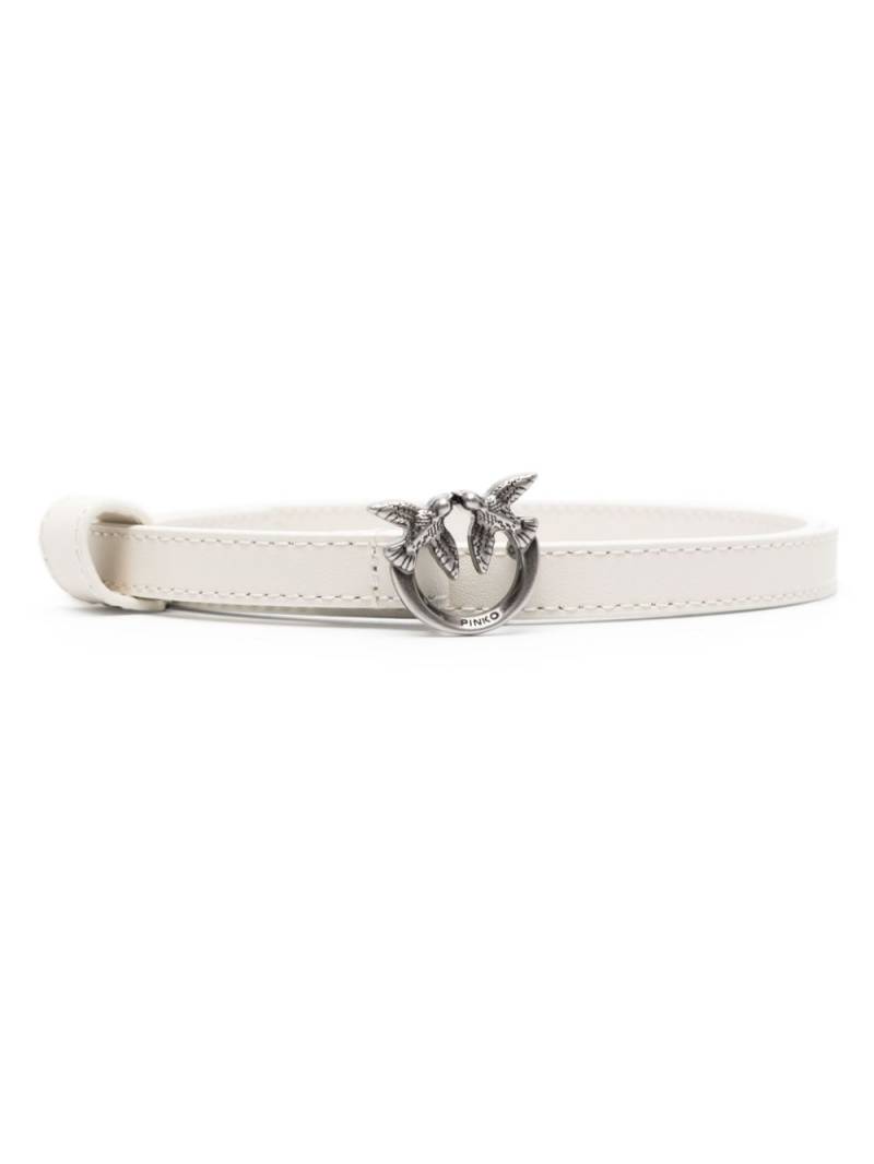 PINKO Love Birds-buckle leather belt - White von PINKO