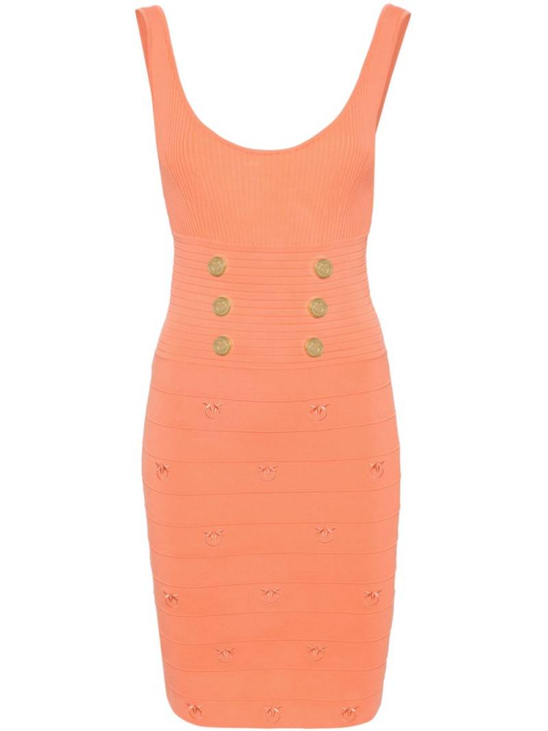 PINKO Love Birds-embroidered ribbed minidress - Orange von PINKO