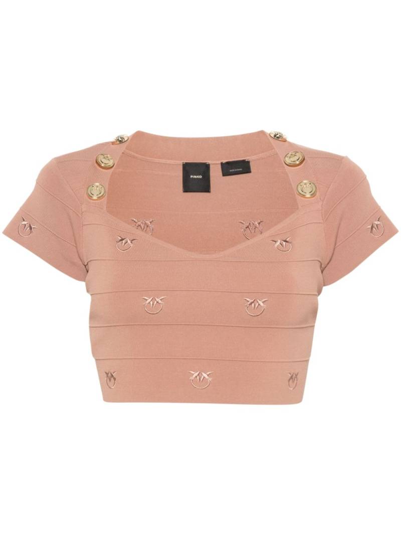 PINKO Love Birds-embroidered top - Neutrals von PINKO