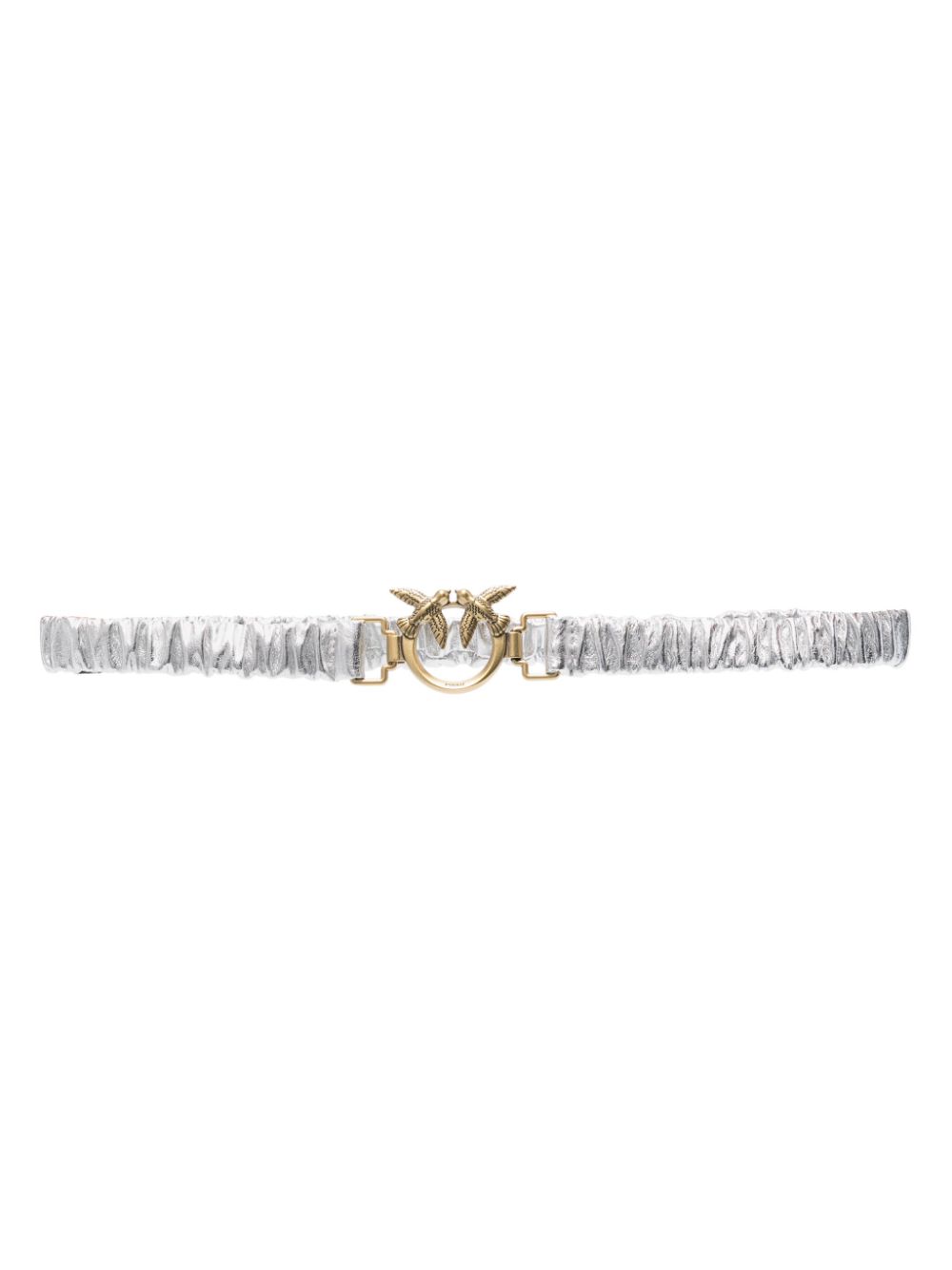 PINKO Love Birds gathered leather belt - Silver von PINKO