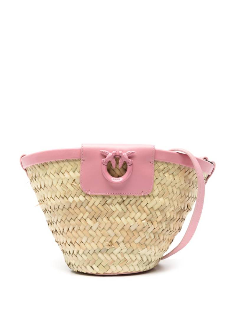 PINKO Love Birds raffia bucket bag - Neutrals von PINKO