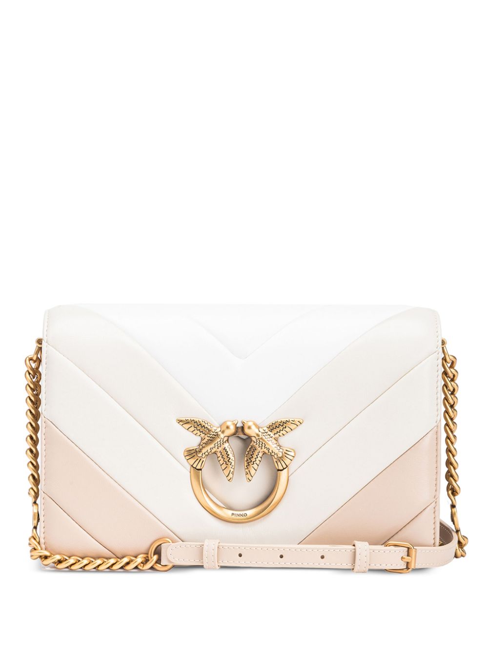 PINKO Love Click chevron-quilted shoulder bag - White von PINKO