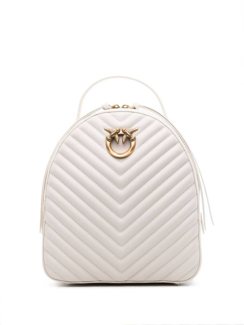 PINKO Love Click quilted leather backpack - White von PINKO