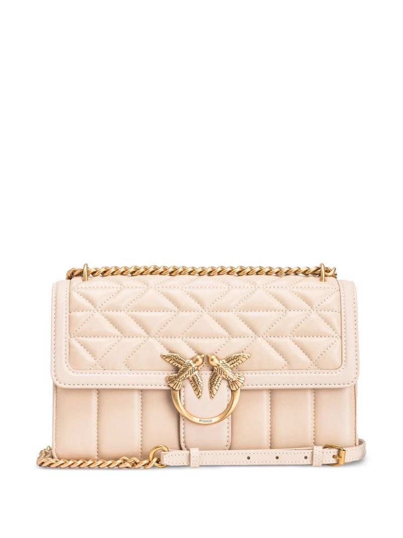 PINKO Love One Classic leather crossbody bag - Neutrals von PINKO