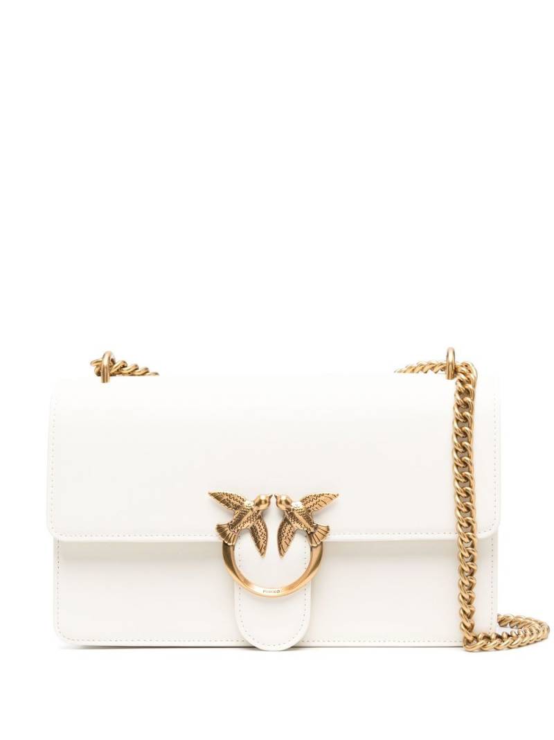 PINKO Love One Classic leather crossbody bag - White von PINKO