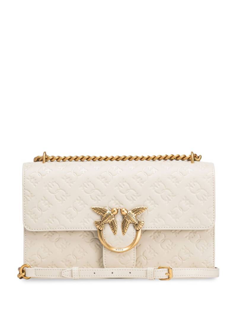 PINKO Love One Classic leather crossbody bag - White von PINKO