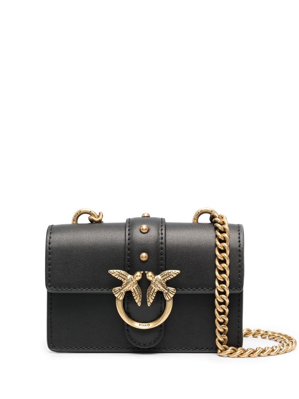 PINKO Love One Micro leather mini bag - Black von PINKO