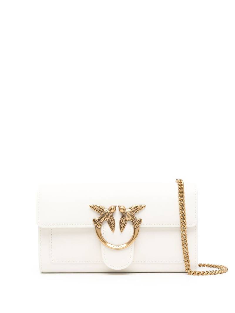 PINKO Love One leather crossbody bag - White von PINKO