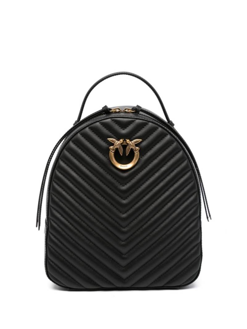 PINKO Love chevron leather backpack - Black von PINKO