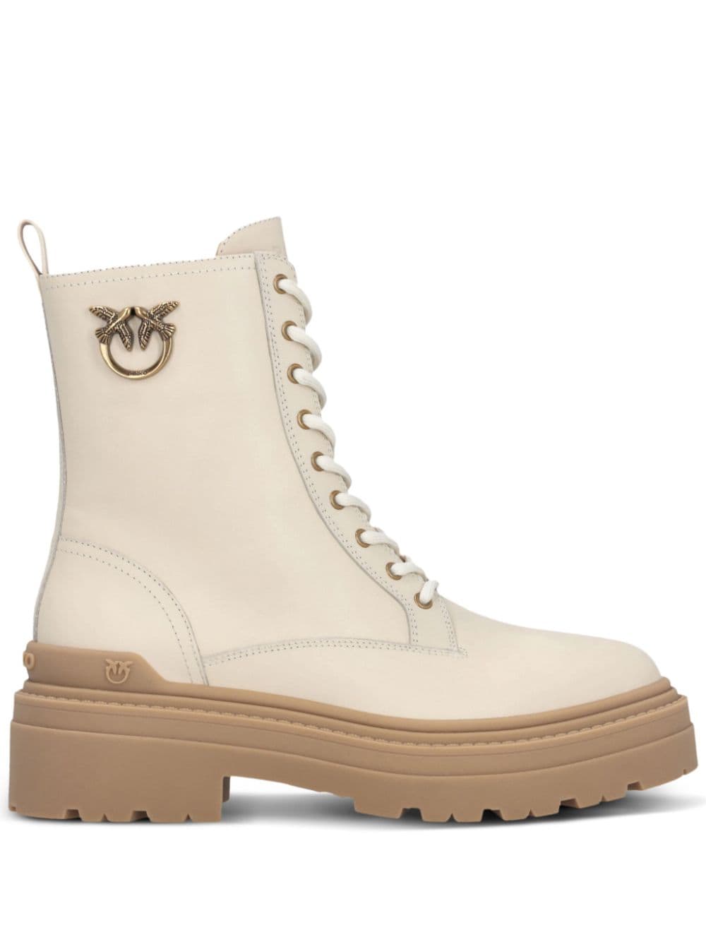 PINKO Mia leather combat boots - Neutrals von PINKO