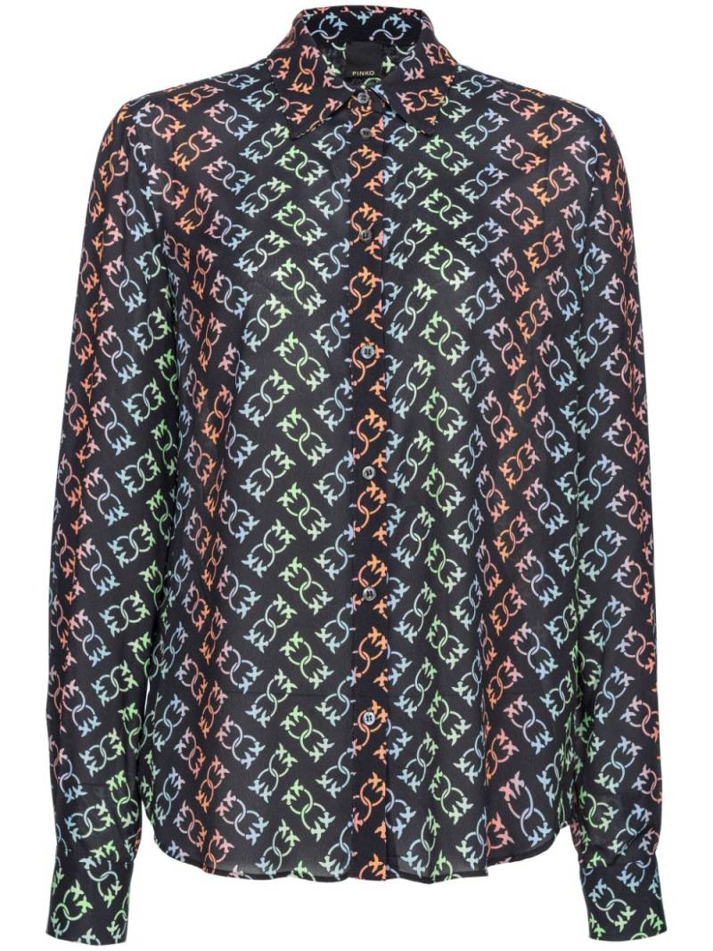 PINKO New Nora Love Birds-pattern shirt - Black von PINKO