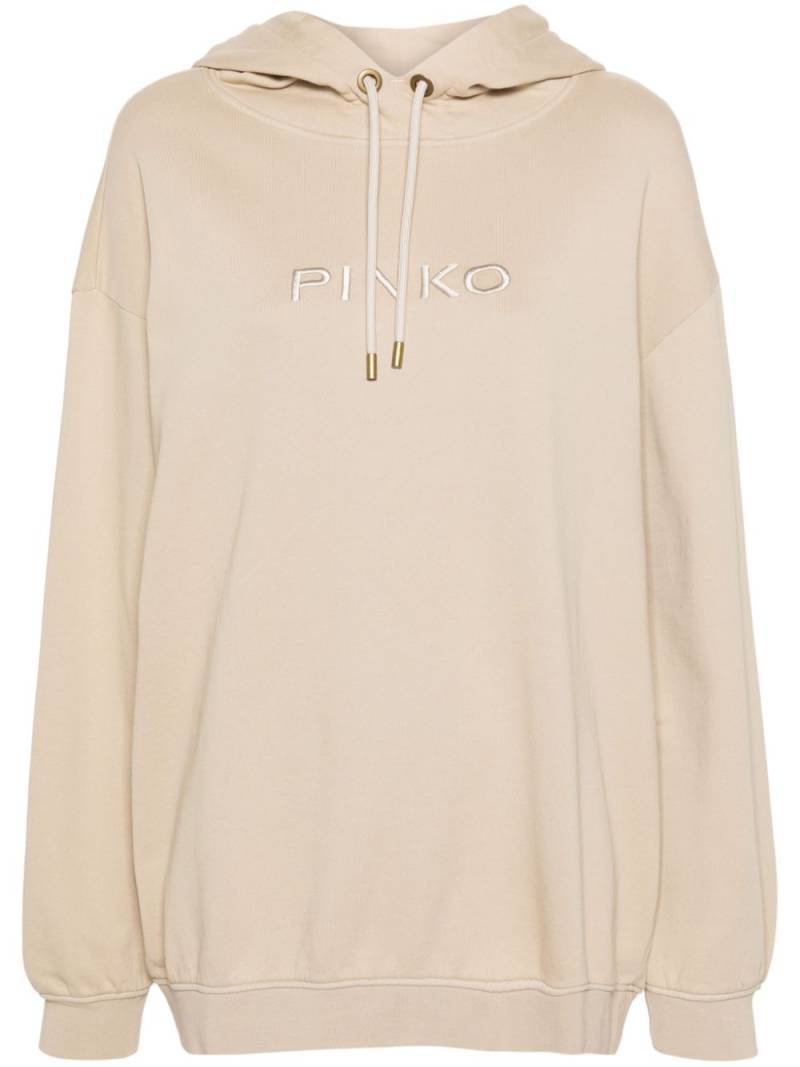 PINKO Skype logo-embroidered hoodie - Neutrals von PINKO