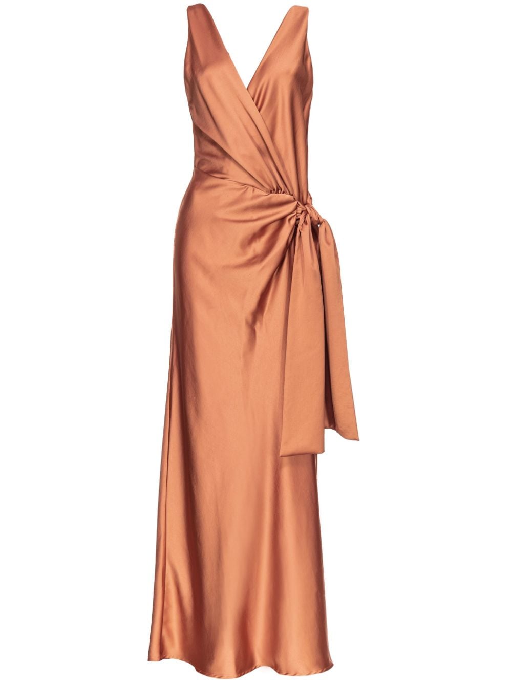 PINKO V-neck flared satin dress - Orange von PINKO