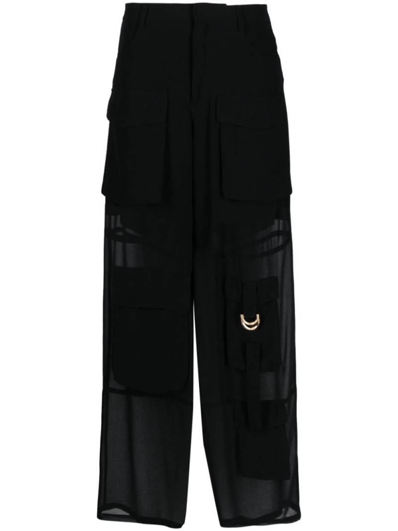 PINKO cargo-pocket semi-sheer palazzo trousers - Black von PINKO