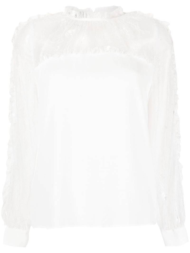 PINKO chantilly-lace long-sleeved blouse - White von PINKO