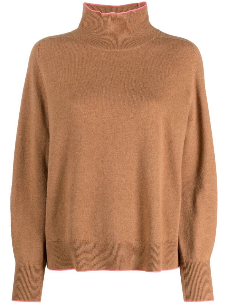 PINKO contrasting-trim fine-knit jumper - Brown von PINKO