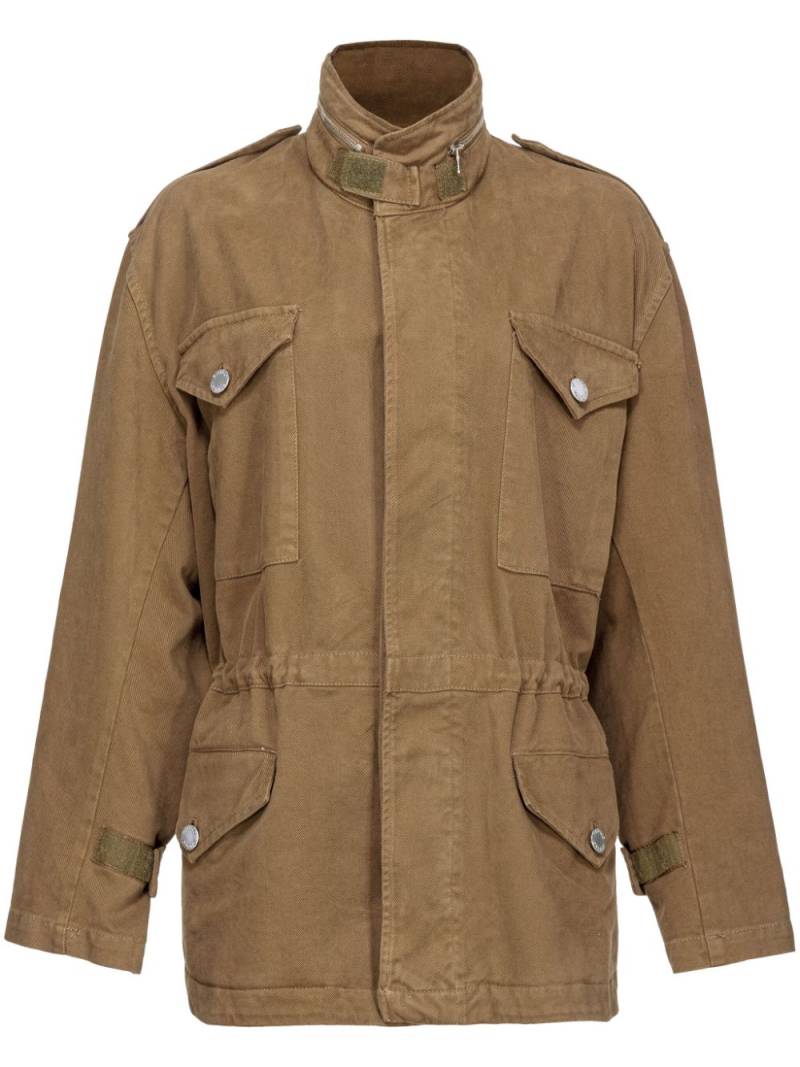 PINKO cotton overshirt high-neck jacket - Brown von PINKO