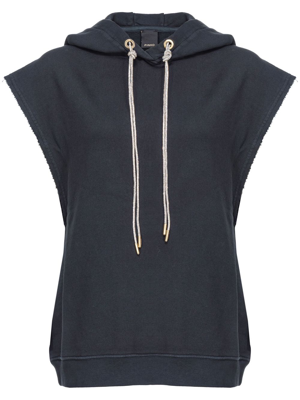 PINKO crystal-embellished sleeveless cotton hoodie - Black von PINKO