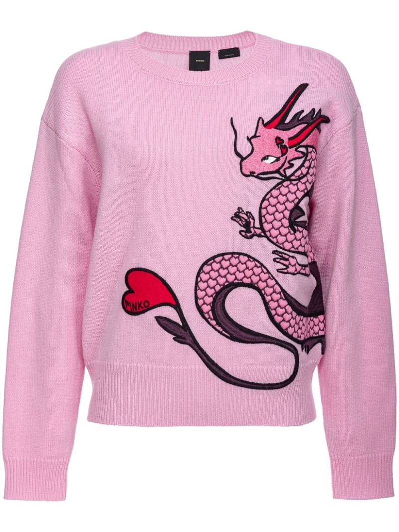 PINKO dragon-embroidered wool jumper von PINKO