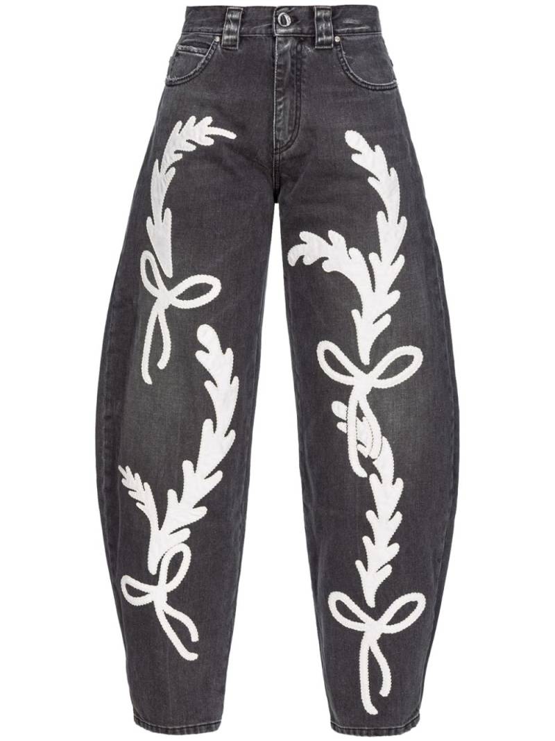 PINKO embroidered wide-leg jeans - Black von PINKO