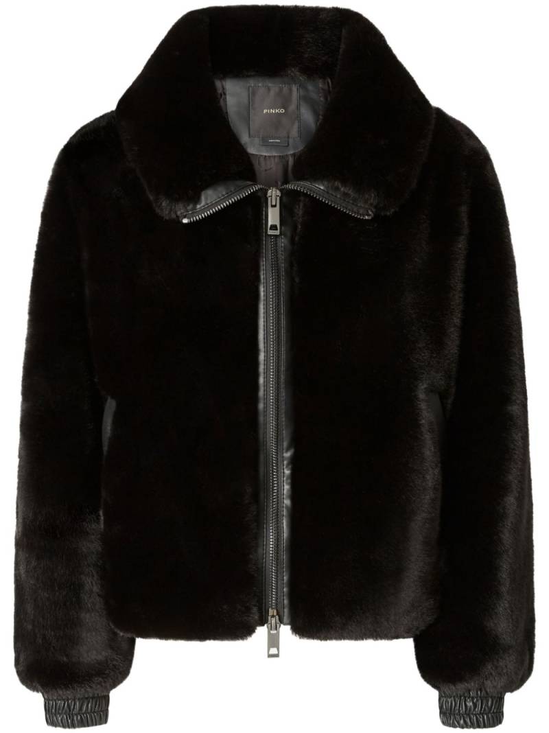 PINKO faux-fur bomber jacket - Black von PINKO