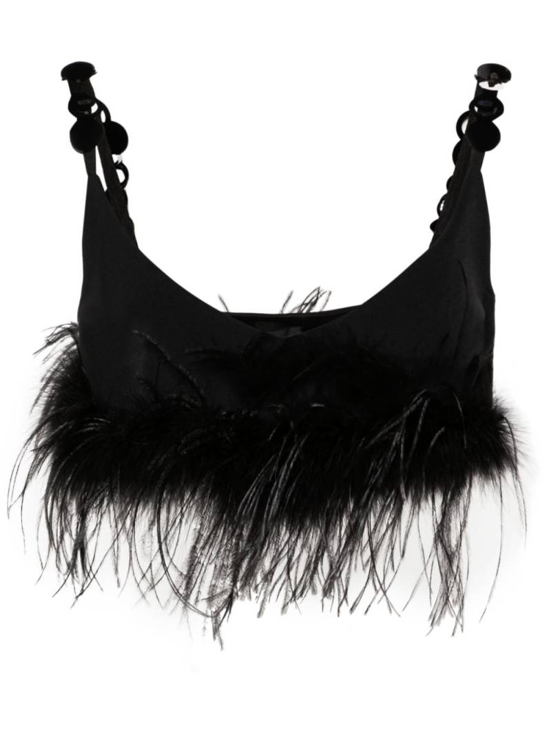 PINKO feather-detailed cropped top - Black von PINKO