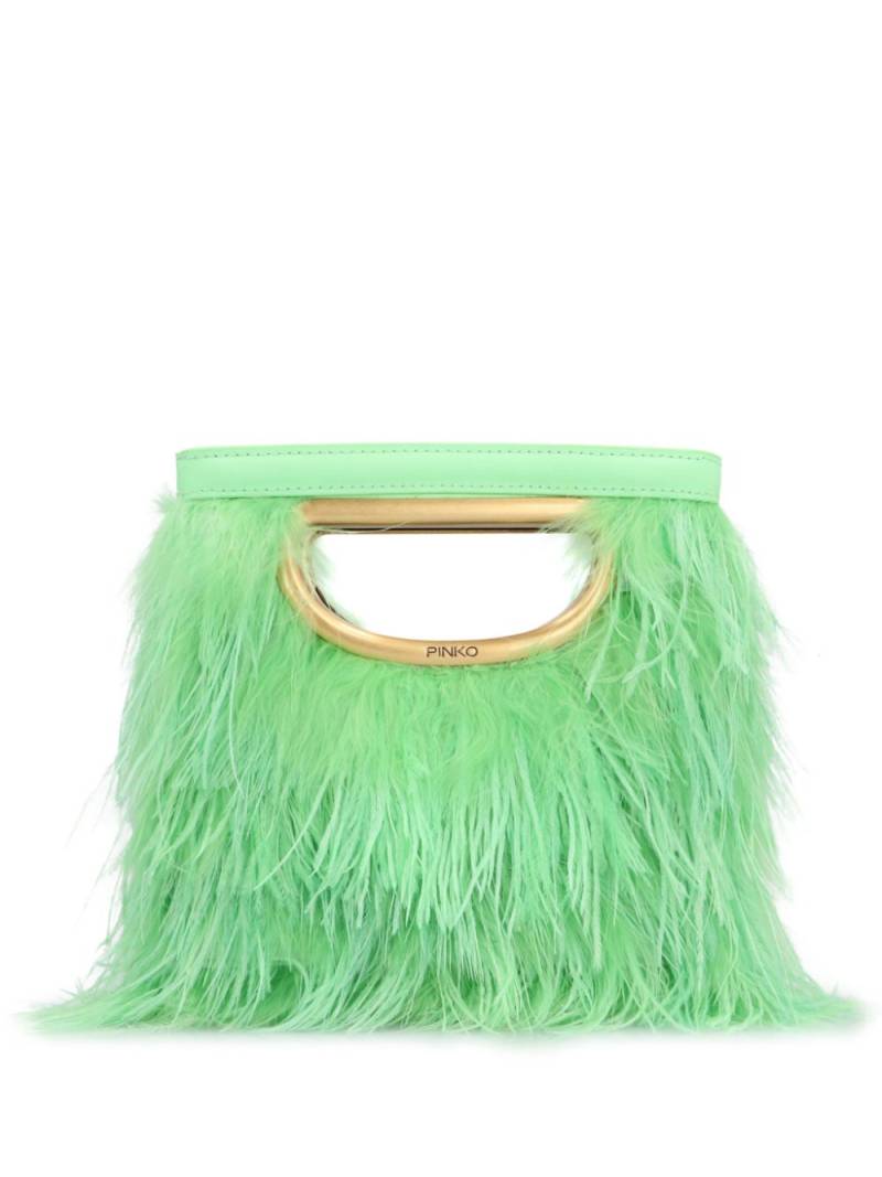 PINKO feather-embellished clutch bag - Green von PINKO