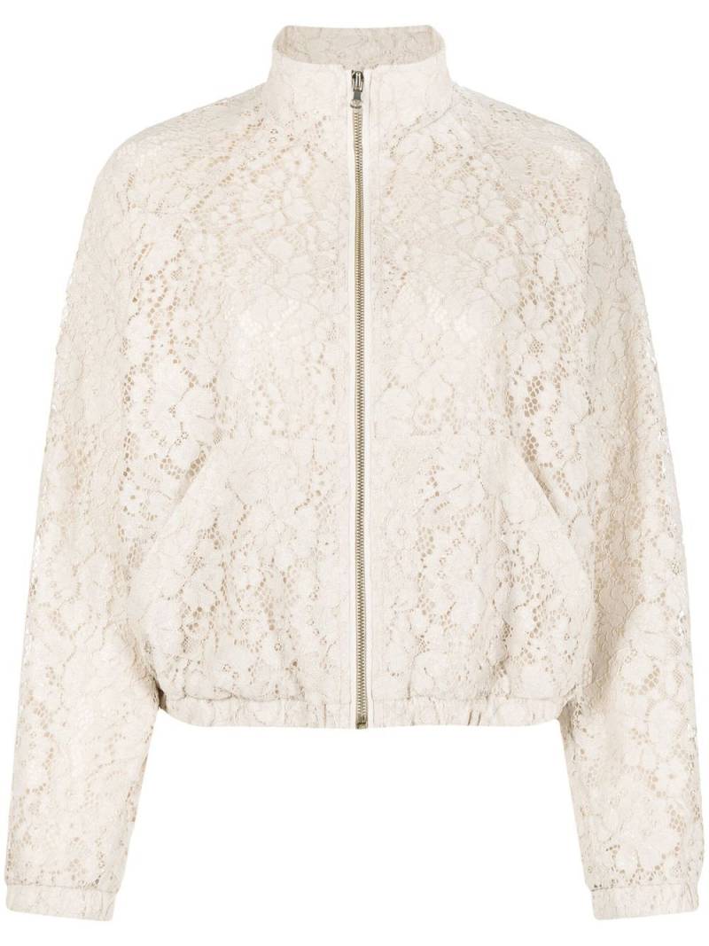 PINKO floral-lace bomber jacket - Neutrals von PINKO