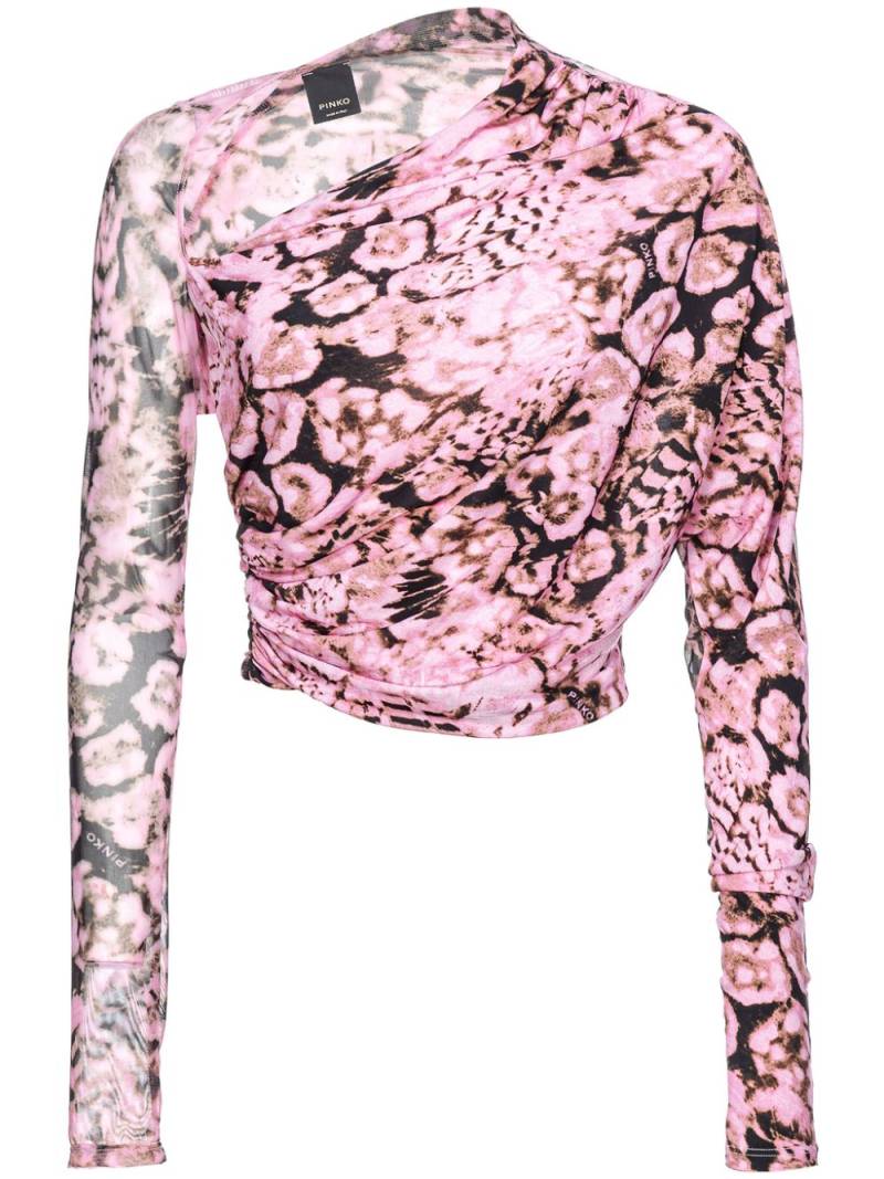 PINKO floral-print draped cropped T-shirt von PINKO