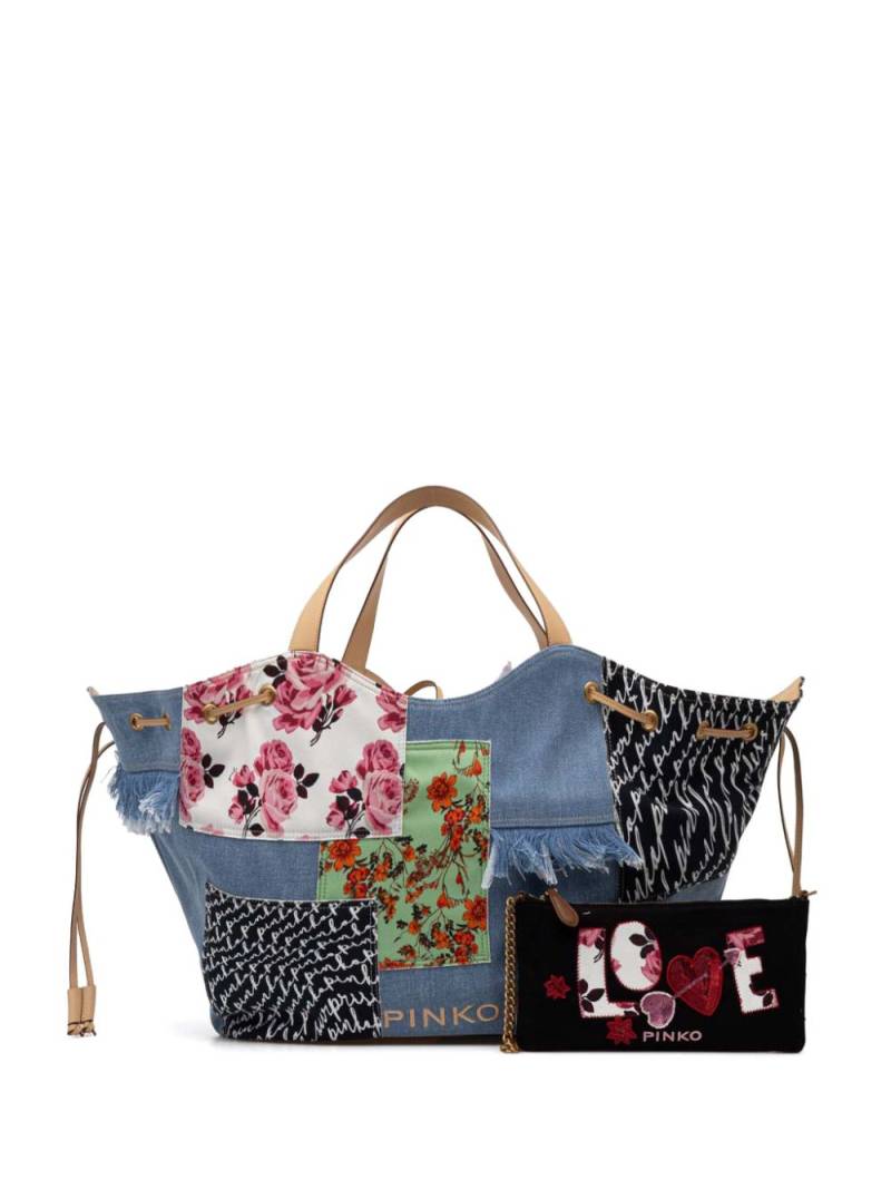 PINKO floral-print tote bag - Blue von PINKO