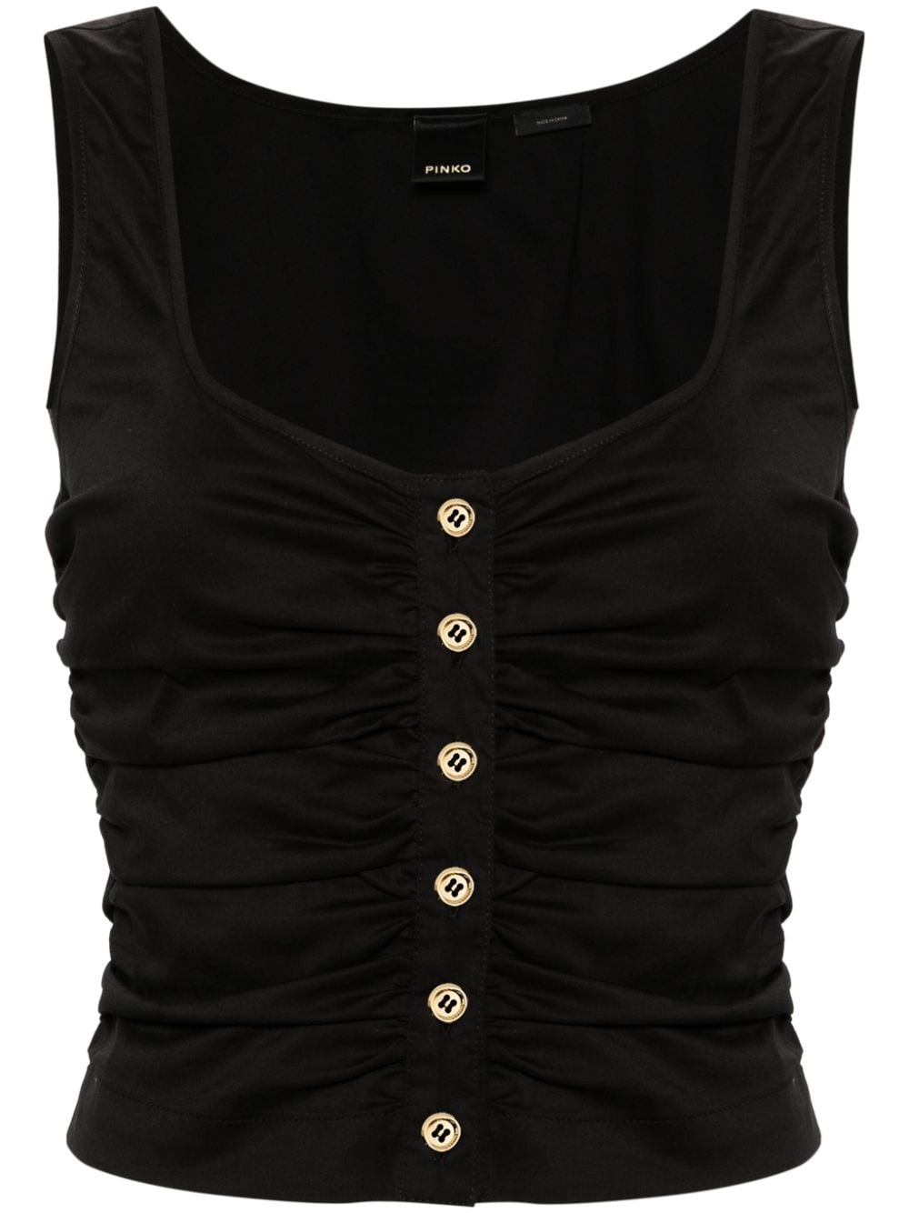 PINKO gathered poplin tank top - Black von PINKO